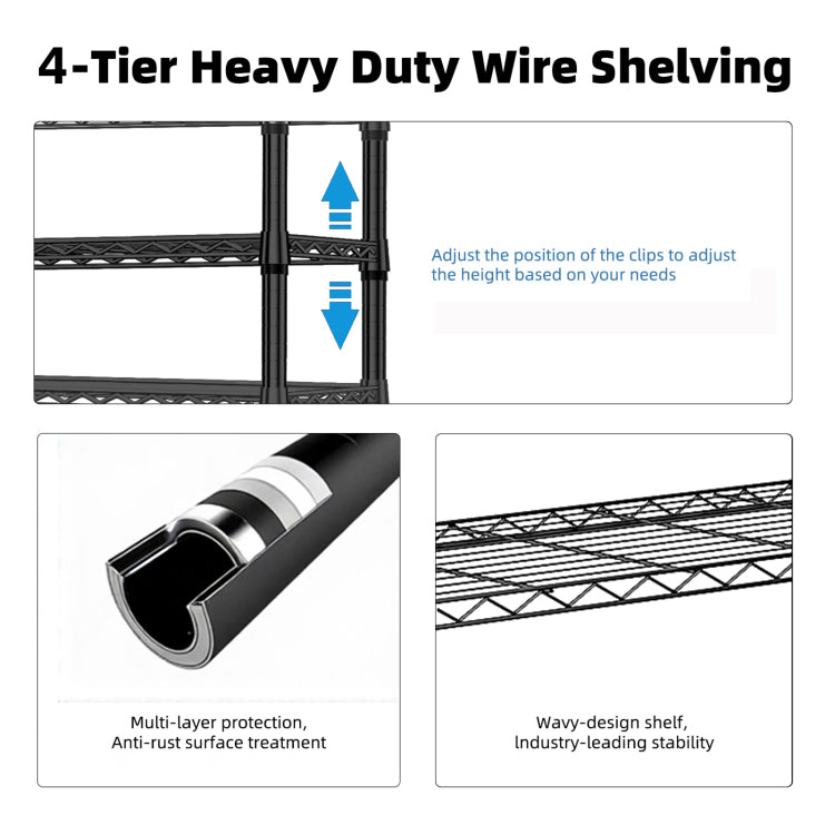 1000 Lbs Storage Shelving Steel Heavy Duty 4 Tier Utility Shelving Unit Steel Organizer Wire Rack For Home,Kitchen,Office 13.7" D X 29.5" W X 47.2" H