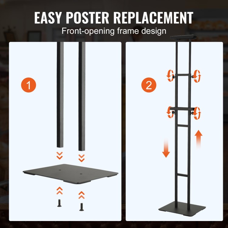 Poster Stand, Adjustable Height Up To 75", Double Sided Heavy Duty Pedestal Sign Holder, Floor Standing Sign Holder Banner Stand With Shock Absorbing Base For Display, For Board And Foam, Black