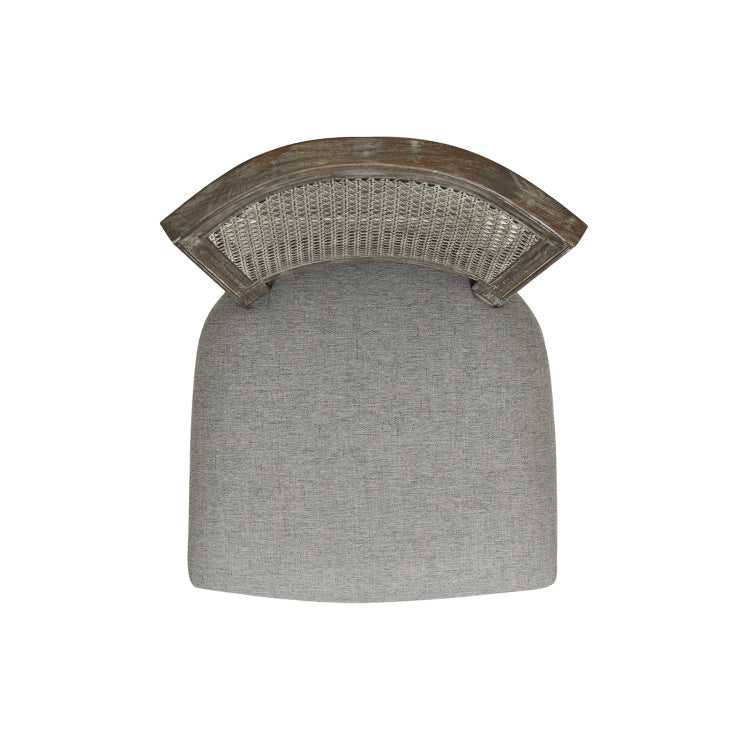 Triomphe Rattan Wicker High Back Armless Counter Bar Stool, Heathered Grey Linen