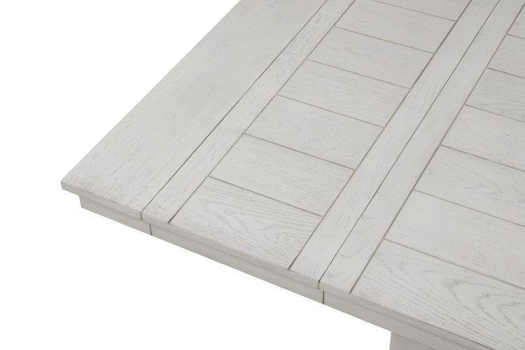 Rustic White Oak Dining Table W Leaves Block Trestle Base 1Pc Table Dining Room Furniture