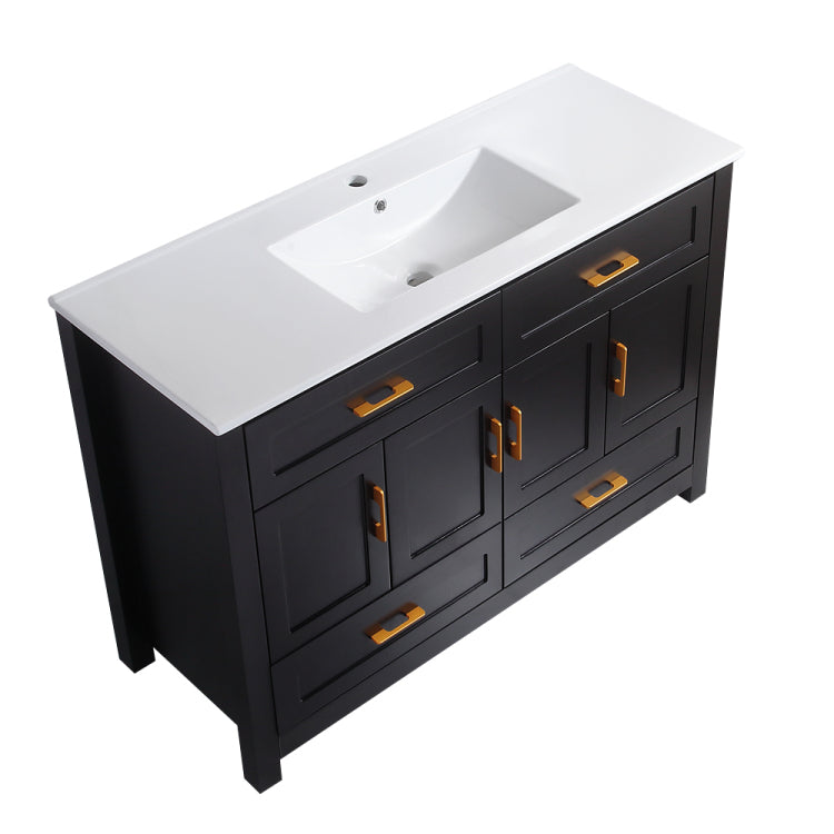 48" Black Bathroom Vanity With Ceramic Sink Combo, Abundant Storage Cabinet 4 Soft Close Doors And 4 Drawers