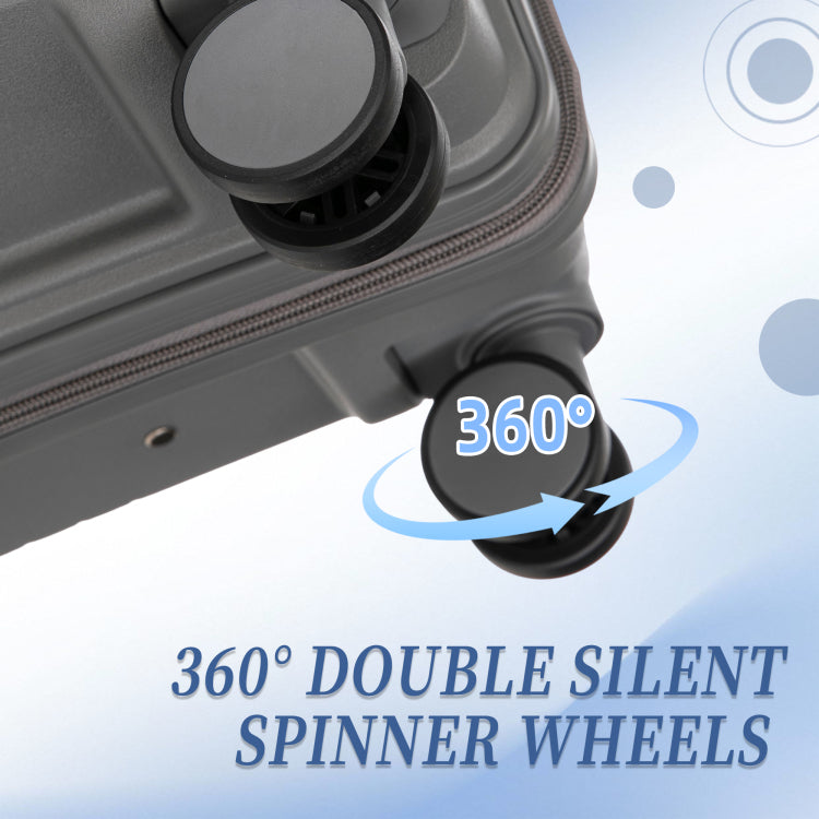 20" 24" 28" 3 Pcs Set In Pp Spinner Wheel Luggage, Carry On Suitcase, Matching Color, Combination Lock Silver Grey