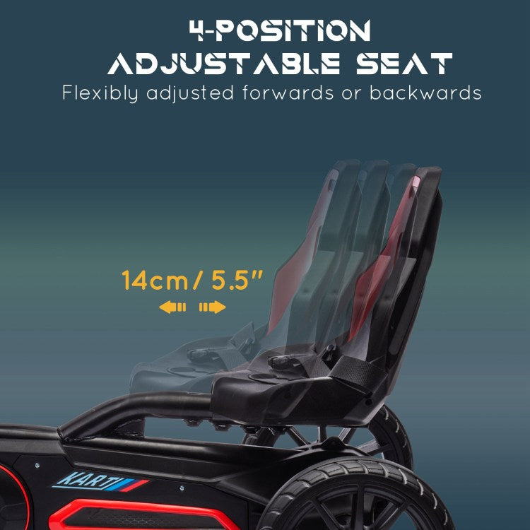 Aosom Kids Pedal Go Kart, Outdoor Ride On Toy With Adjustable Seat, Swing Axle, Handbrake, 4 Non Slip Eva Wheels For Boys And Girls Aged 3 8 Years Old, Red