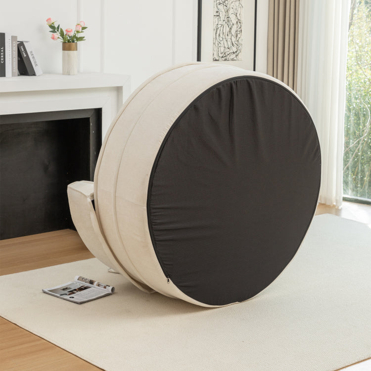 Oversized Round Accent Barrel Chair With 5 Pillows Soft Chenille Upholstered Armchair Lazy Lounge Sofa With Ottoman For Living Room Bedroom Reading Room Guestroom