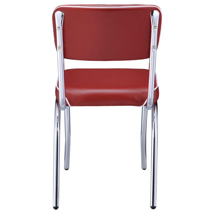 Red And Chrome Upholstered Side Chairs Set Of 2