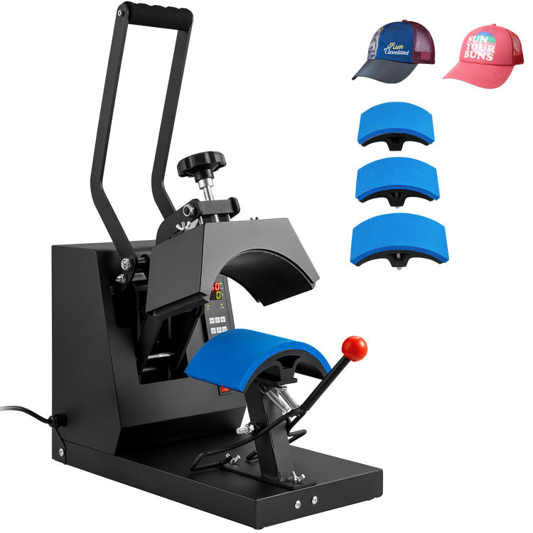 Hat Heat Press, 4 In 1 Cap Heat Press Machine, 6X3Inches Clamshell Sublimation Transfer, Lcd Digital Timer Temperature Control With 4Pcs Curved Heating Elements 6X3 6.7X2.7 6.7X2.7 8.1X3.5