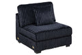 Black Fur Like Corduroy Armless Chair Modular 1Pc Chair W Pillow Living Room Furniture Modern Contemporary Style