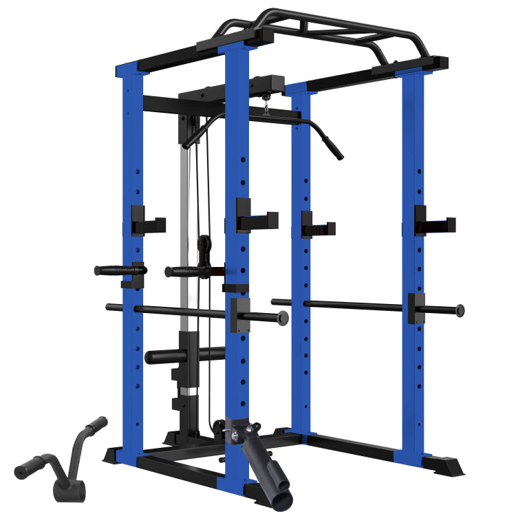 Multi Functional Power Cage, Home Adjustable Pullup Squat Rack 1000Lbs Capacity Comprehensive Fitness Barbell Rack With Gym Accessories 7Ft Olympic Bar