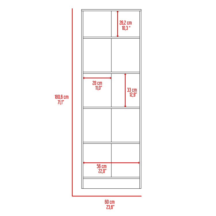 Multistorage Cabinet 71" H, Two Doors, Five Internal Shelves, White