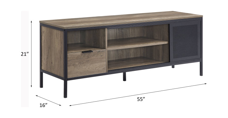 Nantan Rustic Oak & Black Finish Tv Stand