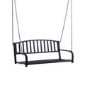 Outsunny 2 Person Front Porch Swing Patio Swing Bench, Outdoor Steel Swing Chair With Sturdy Chains, For Backyard, Deck, 528 Lb Weight Capacity, Black