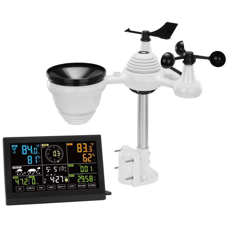 7 In 1 Wireless Weather Station, 7.5 In Large Color Display, Digital Home Weather Station Indoor Outdoor, For Temperature Humidity Wind Speed Direction Rain Uv, With Forecast Data, Alarm, Alerts