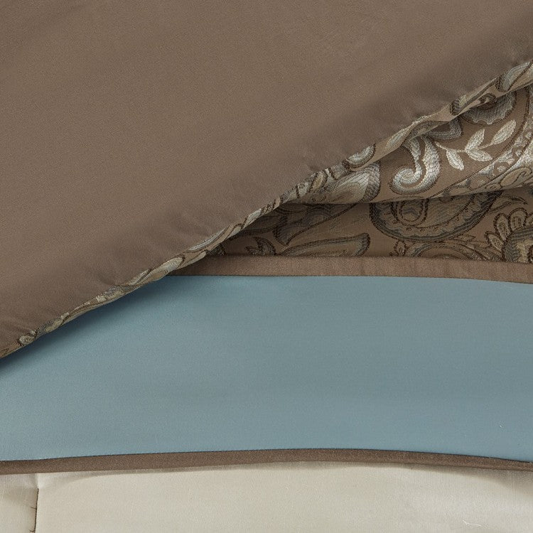 Jacquard 7 Piece Comforter Set Blue Queen