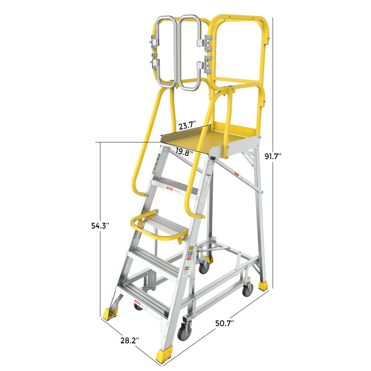 5 Step 375Lbs Aluminum Rolling Platform Ladder