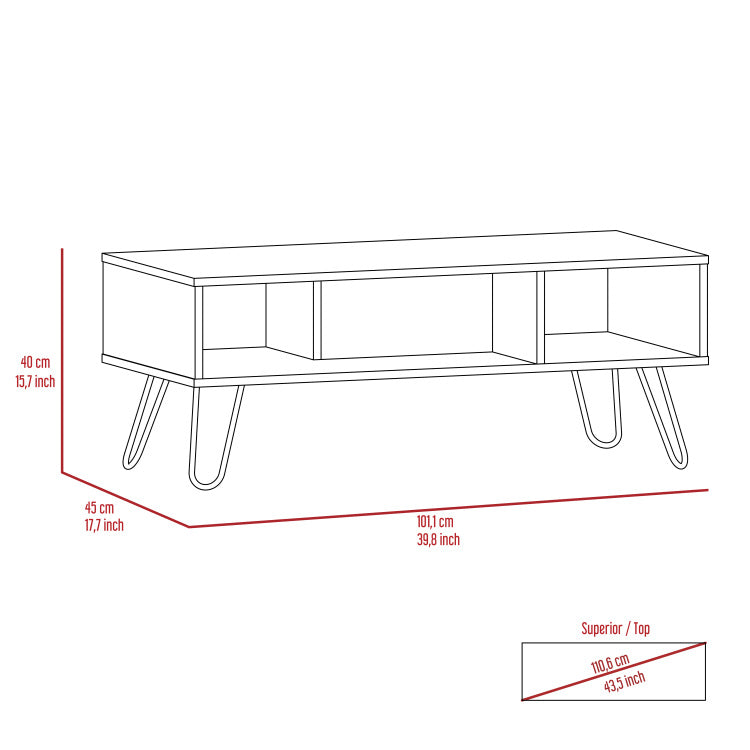 Vassel Coffee Table, Hairpin Legs, Two Shelves Espresso