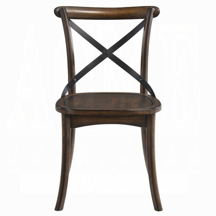 Dark Oak Finish Dining Side Chairs Set Of 2 Wooden Kitchen Furniture X Design Metal Accent Black