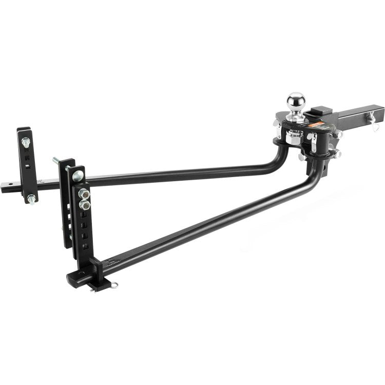 Weight Distribution Hitch, 1,000 Lbs Weight Distributing Hitches Kit With Sway Control For Trailer, 2 In Solid Steel Shank, 2 5 16 In Alloy Steel Ball, Powder Coated Load Leveling Hitch, Black