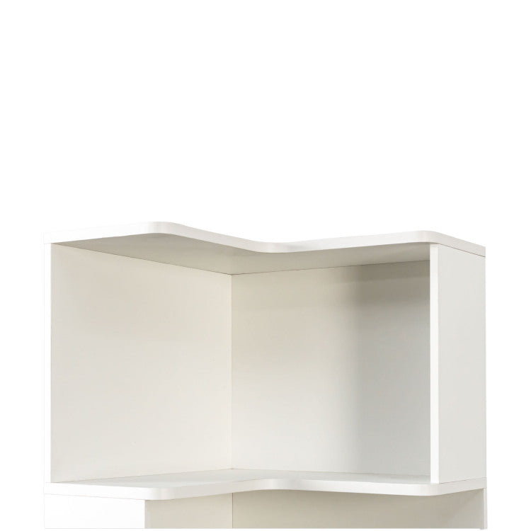 Corner Book Shelf 5 Tier Corner Bookshelf Bookcase With Baffle, Freestanding L Shaped Display Shelf Stand With Led Lights For Home Office, Living Room, Bedroom, Kitchen