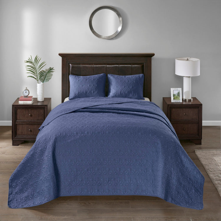 Reversible Bedspread Set Navy Queen