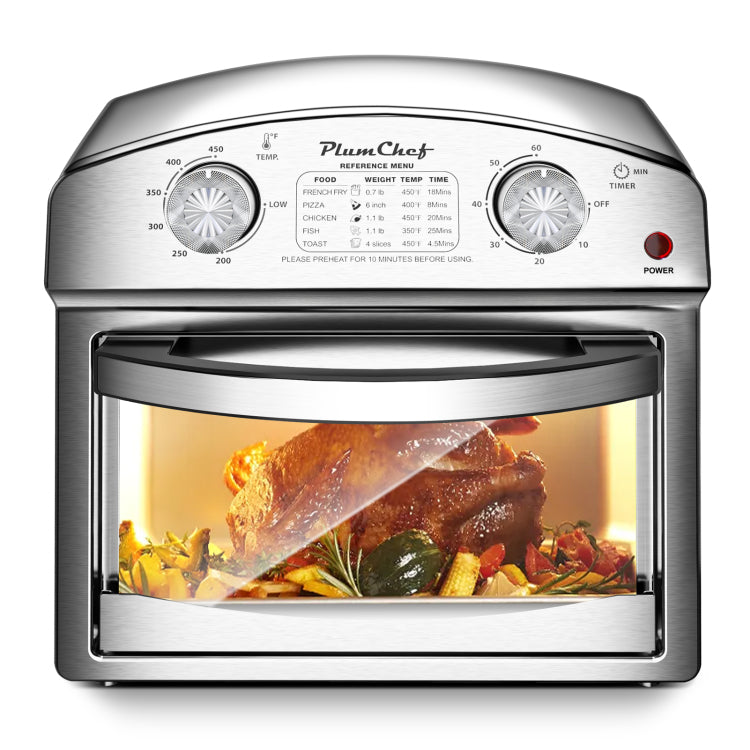 12.5 Quart 7 In 1 Convection Toaster Oven, 1500W, Stainless Steel, With 5 Pre Set Menus Roast, Bake, Grill, Broil, Toast, Dehydrate & Defrost, Silver