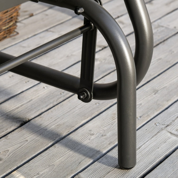 Outsunny Porch Glider, Metal Frame Swing Glider Chair With Mesh Fabric, Curved Armrests And Steel Frame For Garden, Poolside, Backyard, Balcony, Black