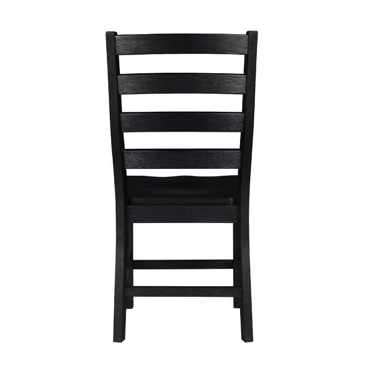 Reddy Side Chair Set Of 2, Ladder Back Farmhouse Style, Black Wood