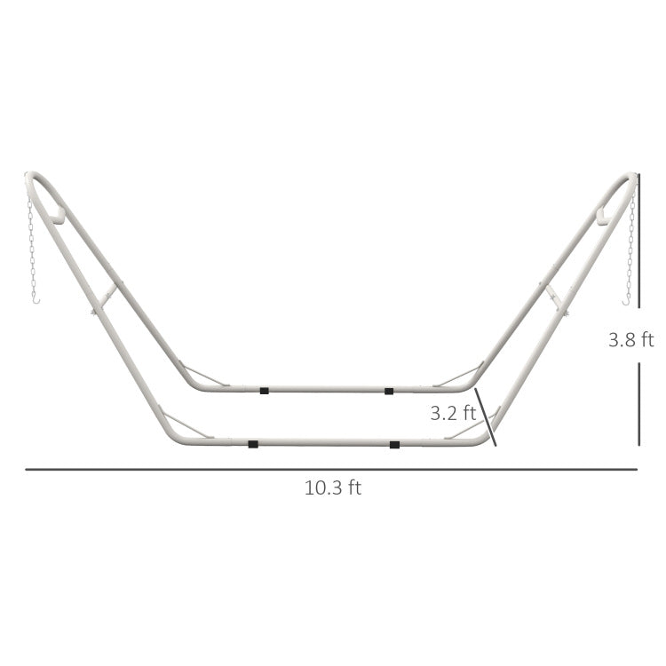 Outsunny Hammock Stand For 2 Person, Portable Adjustable Steel Frame Hammock Stand With Weather Resistant Finish, For 9 14Ft Hammocks, 10.3', 550 Lbs. Capacity, White