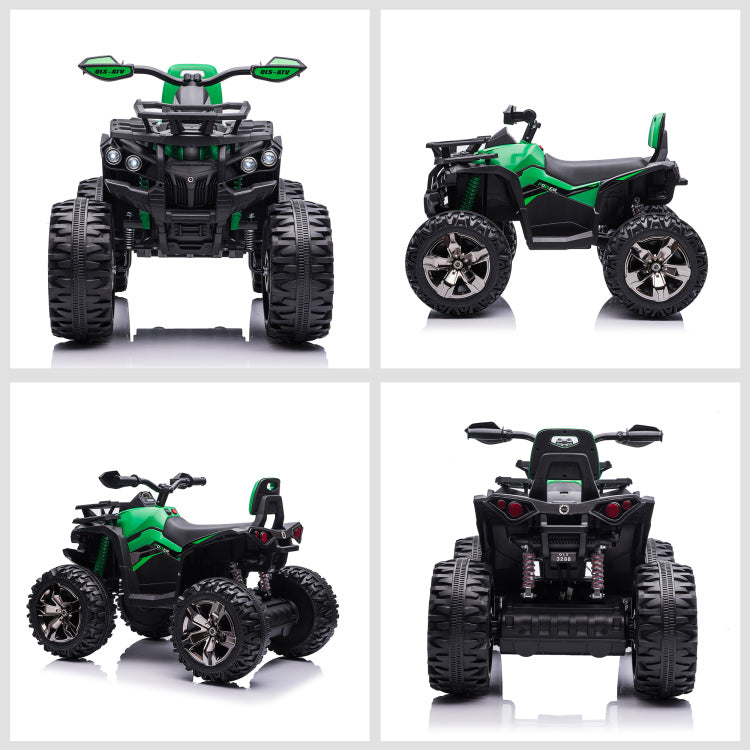 Aosom 12V Kids 4 Wheeler, Ride On Atv For Kids With Music, Realistic Headlights & Wide Wheels, Toddler Quad For Boys And Girls, Green