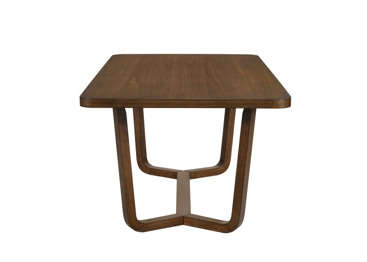 Mid Century Modern 1Pc Table Warm Wood Finish Unique Sculptural Base Wooden Dining Room Furniture