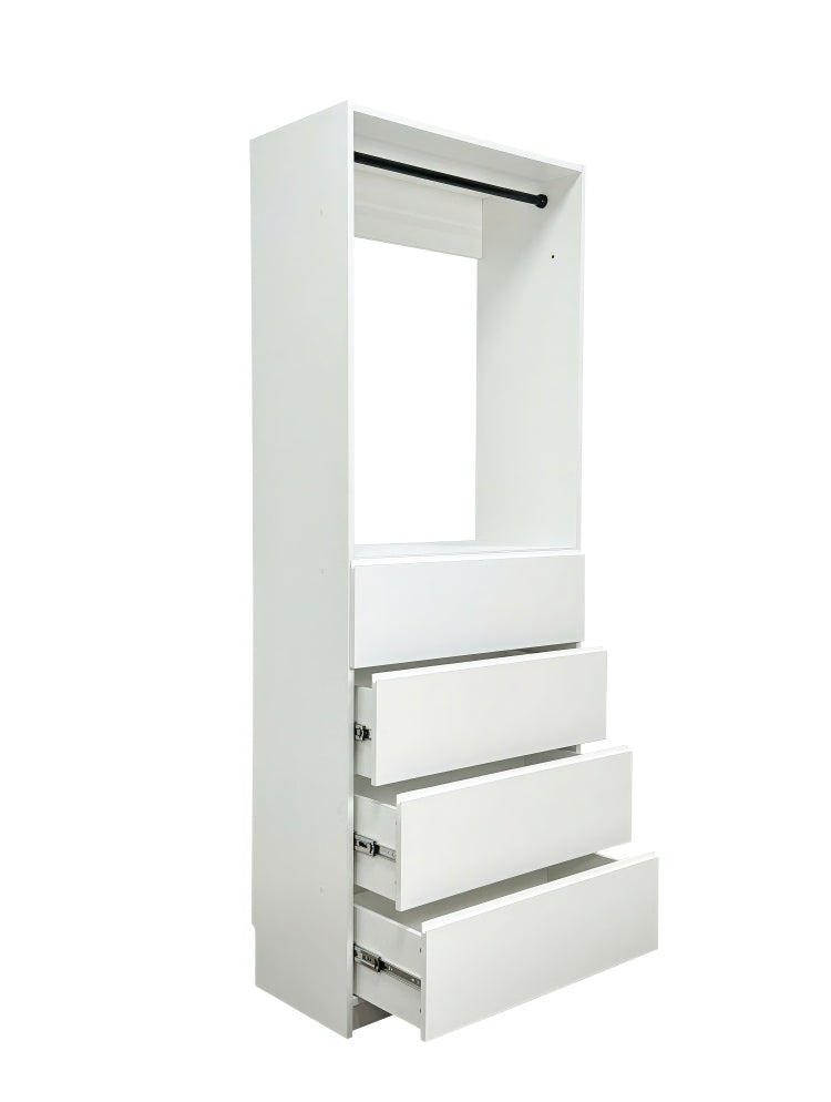 Prosper 32" White Wood Walk In Closet With Four Drawers