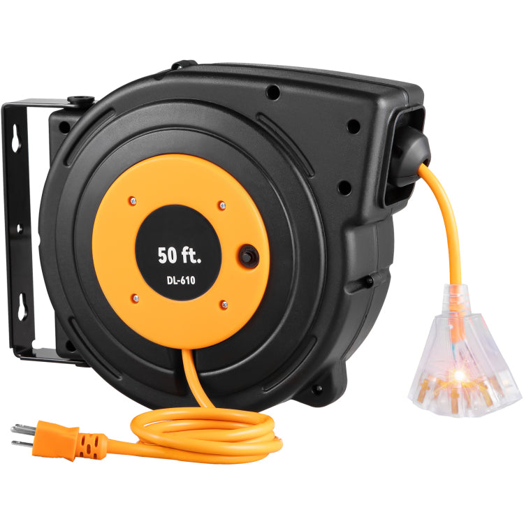 50Ft Retractable Extension Cord Reel 14Awg 3Csjtow Power Cord Reel