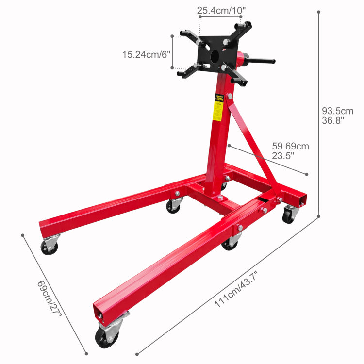 Engine Stand 2000Lbs Capacity, 360 Degree Rotating Engine Run Stand With 6 Casters, Heavy Duty Motorcycle Engine Stand With Foldable Frame For Auto Repair, Vehicle Maintenance, Red