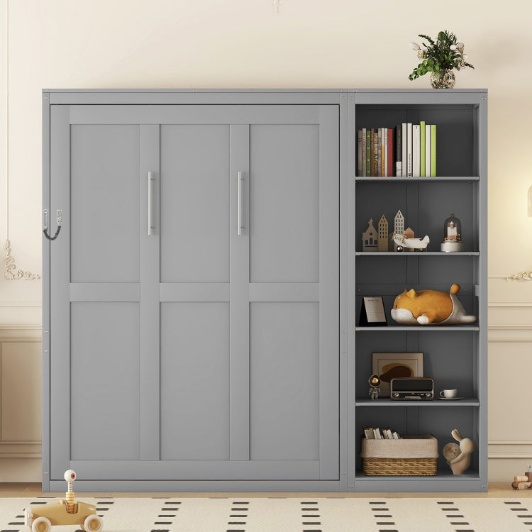 Queen Size Murphy Bed Wall Bed With Shelves,Gray Old Sku:Lp000697Aae 1
