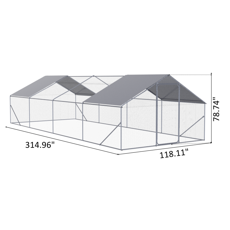 Xpt036 118.11*314.96*78.64 Inch Outdoor Chicken Coop Metal Big Space 26*10*6Ft
