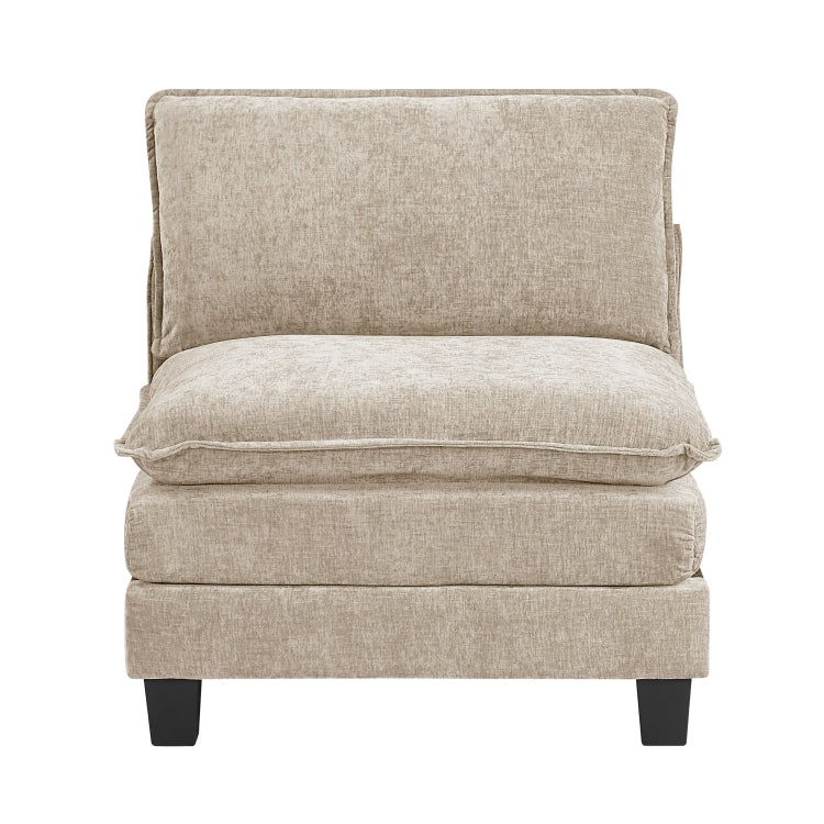 Modern Style Armless Chair Taupe Chenille Fabric Upholstery Contemporary Living Room Furniture 1Pc Durable Plywood Plush Comfort