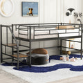 Mid Loft Bed With Storage Stairs, Twin, Black