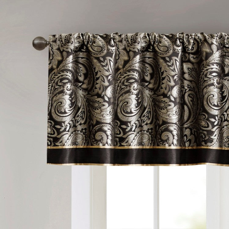 Jacquard Window Valance Black 50X18"