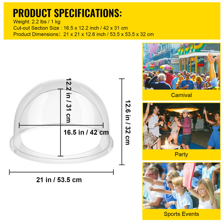 Candy Machine Bubble Shield 20.5 Inch Clear Plastic Cotton Candy Cover For Commercial Candy Maker Machine