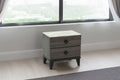Nightstand In Dark Gray Oak Rustic Accents