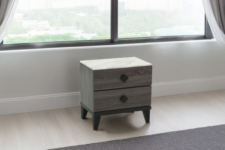 Nightstand In Dark Gray Oak Rustic Accents