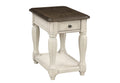 Antique White And Brown Chairside Table W Storage