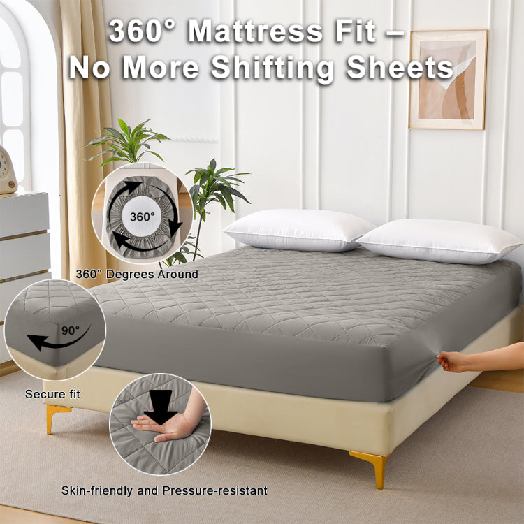 Diamond Grid Ultrasonic Waterproof Mattress Protector Gray Size K
