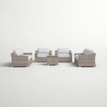 All Weather Wicker 8 Piece Patio Sectional Set Pre Assembled With Cushions