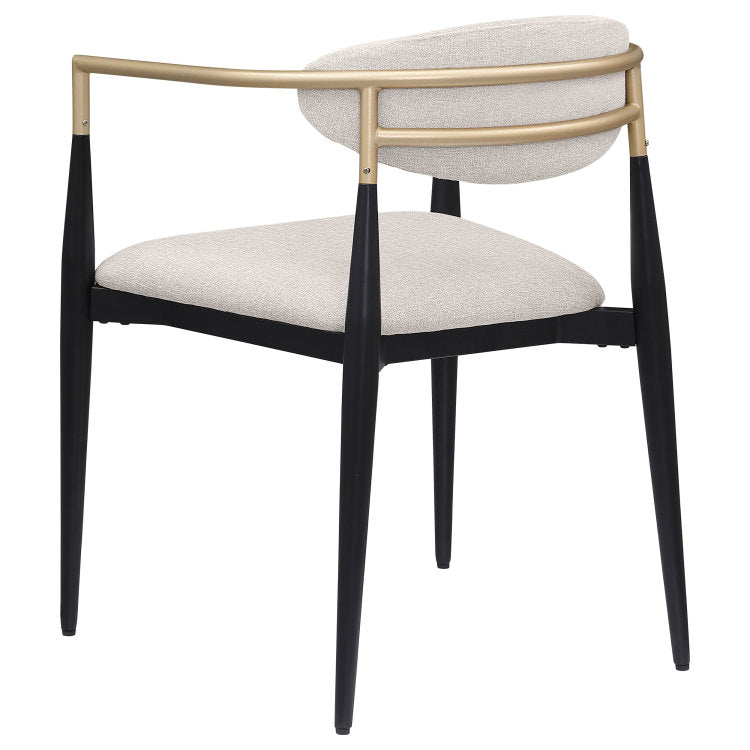 Mistra Beige Fabric Upholstered Dining Arm Chair Set Of 2