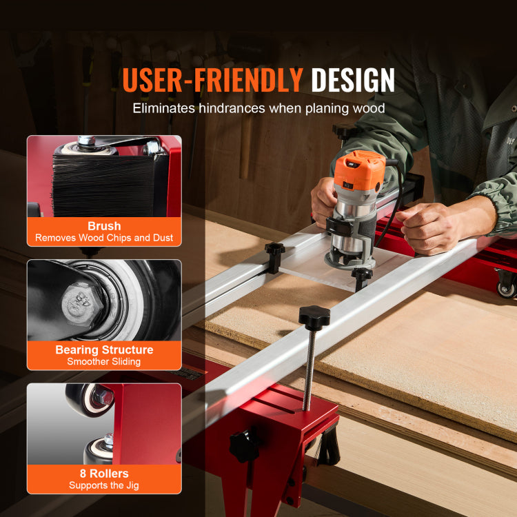 Router Sled Adjustable Wood Slab Flattening Mill Router Jig 64" Length