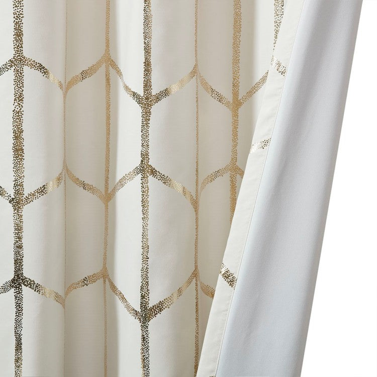 Total Blackout Metallic Print Grommet Top Curtain Panel Only 1 Pc Panel