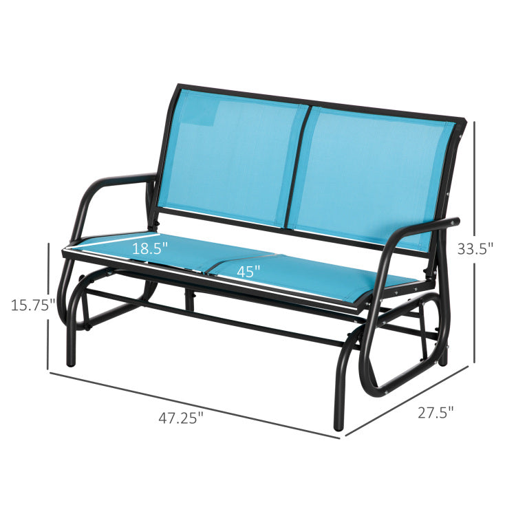 Outsunny 2 Person Outdoor Glider Bench, Patio Double Swing Rocking Chair Loveseat W Powder Coated Steel Frame For Backyard Garden Porch, Blue