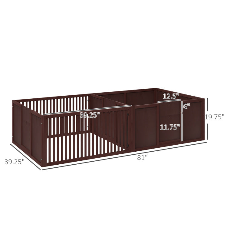 Pawhut Whelping Box For Dogs Built For Mother'S Comfort, Dog Whelping Pen With Removable Doors, Puppy Playpen For Indoors, Newborn Puppy Supplies & Essentials, 81" X 39" X 20", Coffee