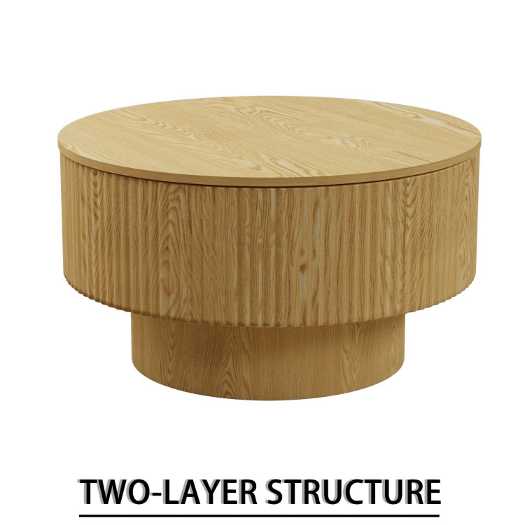 29.53 " Mdf Modern Circular Coffee Table With Circular Stripe Design And Storage Space, Suitable For Home&Kitchen Wood