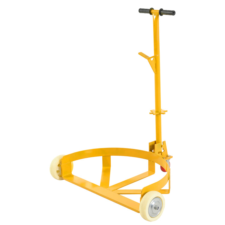 55 Gallon Drum Dolly, 1200Lbs Capacity, With 2 Fixed Pu Wheels And 1 Swivel Wheel Low Profile Steel Oil Drum Caddy Oil Barrel Drum Roller Hand Cart
